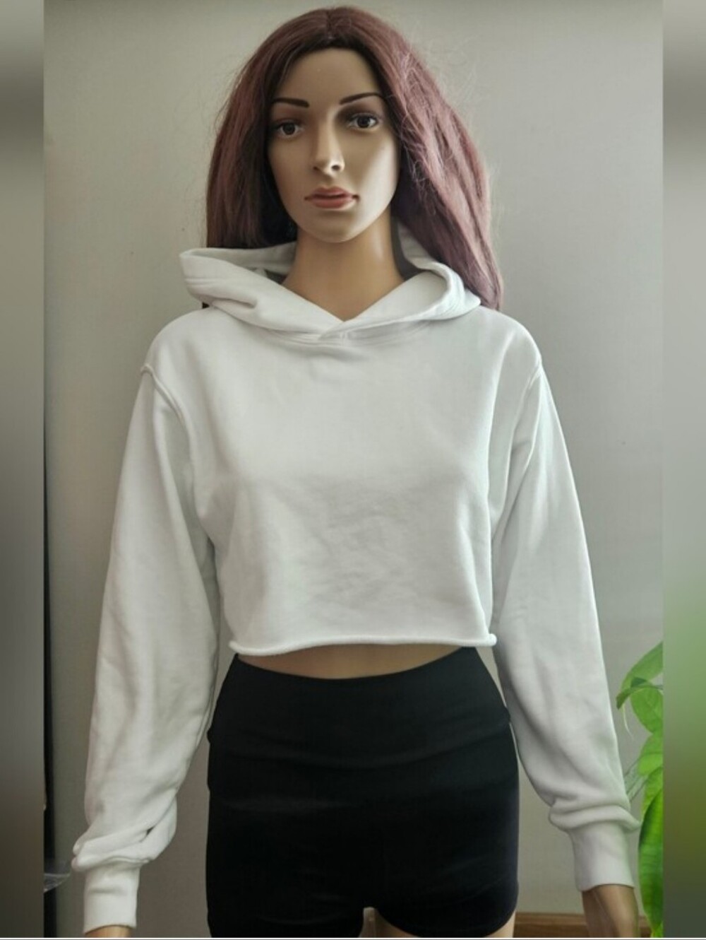 Aritzia Tna Women's White Crop Hoodie Pullover Sweatshirt Loose Fit
